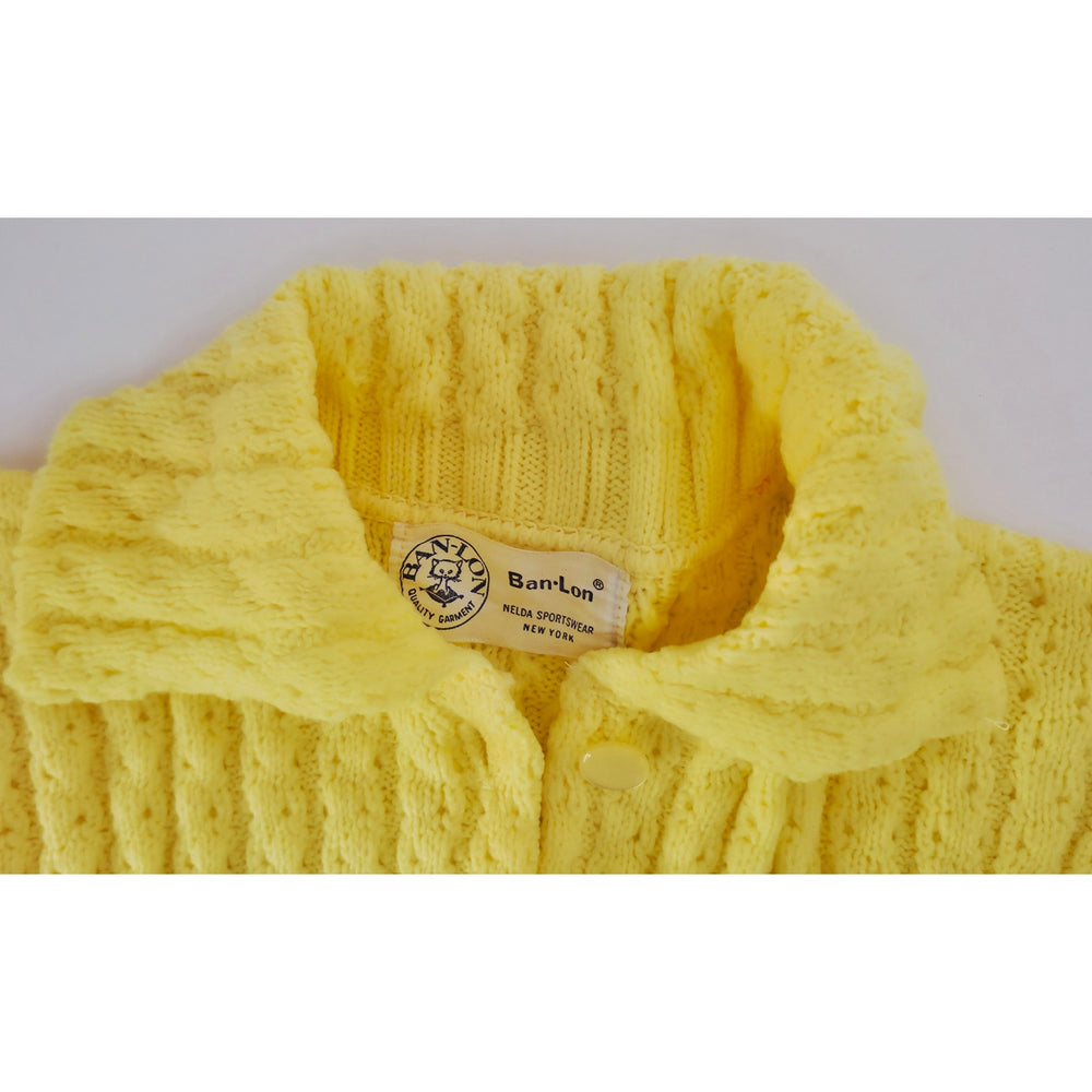 VINTAGE *NEW* 1960's Ban-Lon Women's Bright Yellow Collared Sweater Size 34 USA