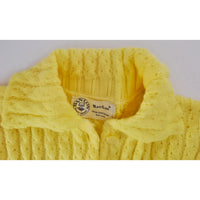 VINTAGE *NEW* 1960's Ban-Lon Women's Bright Yellow Collared Sweater Size 34 USA