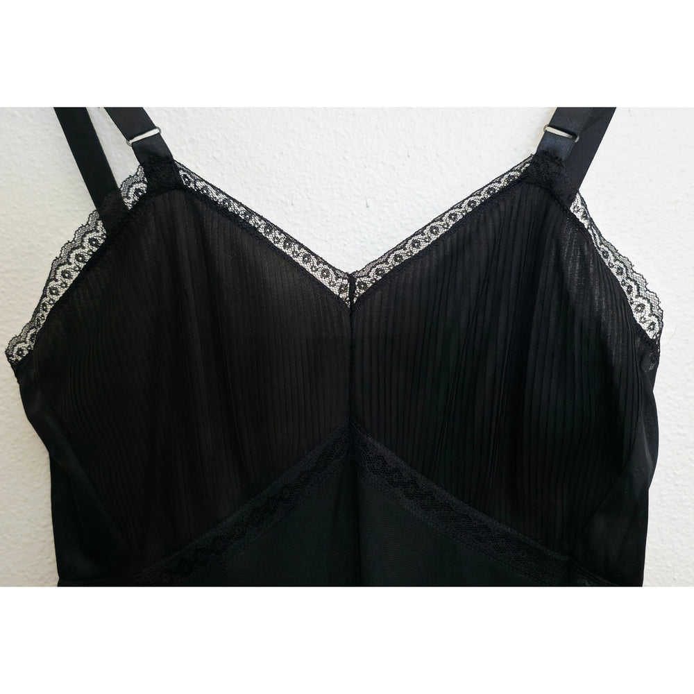 VINTAGE *NEW* 1960's Women's Black with Lace Trim Slip Dress Size 34