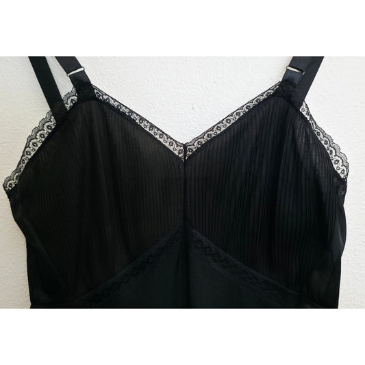 VINTAGE *NEW* 1960's Women's Black with Lace Trim Slip Dress Size 34