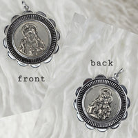 VINTAGE *NEW* 1950's Madonna and Child Silver-Toned Pendant 1.5" W Germany