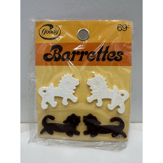 VINTAGE *NEW* 1975 Goody 6519 Barrettes w/Lions/Dogs