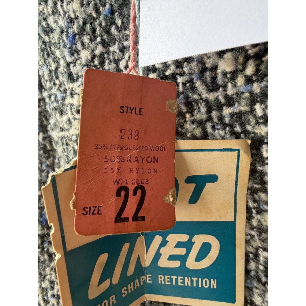 VINTAGE *NEW* 1960's Blue/Gray Lined Italian Tweed Skirt Size 22