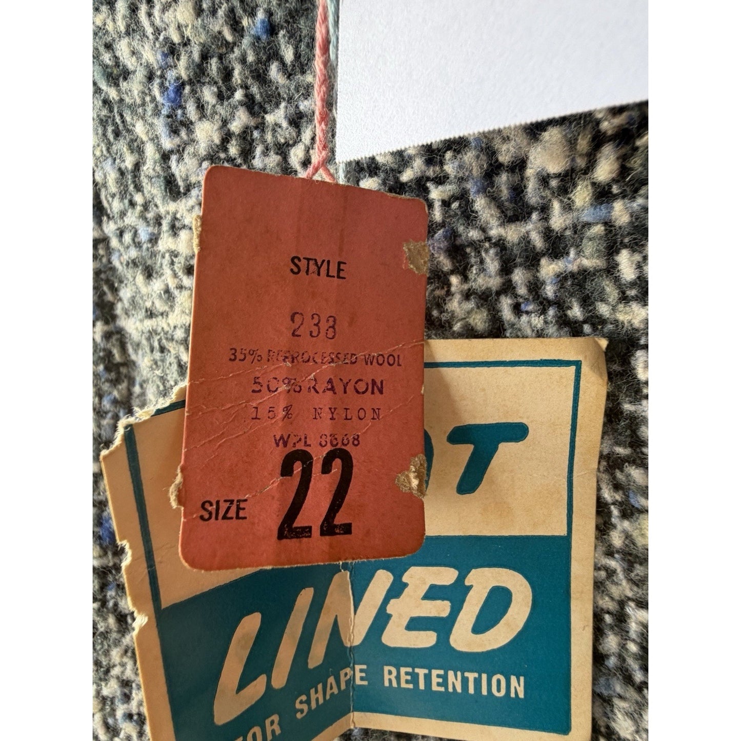 VINTAGE *NEW* 1960's Blue/Gray Lined Italian Tweed Skirt Size 22