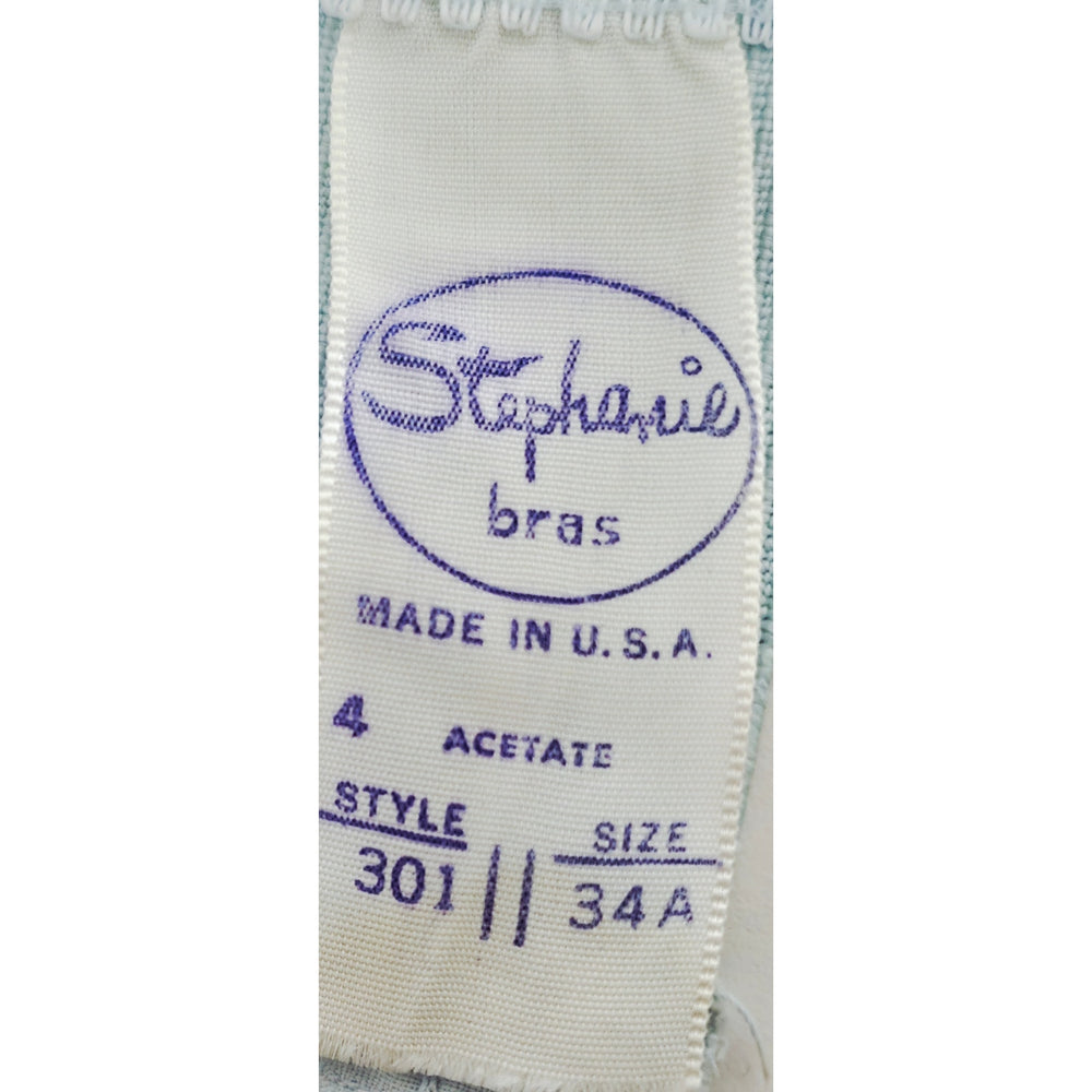 VINTAGE *PRISTINE* 1960's Stephanie Women's Blue Bullet Bra Size 34A USA