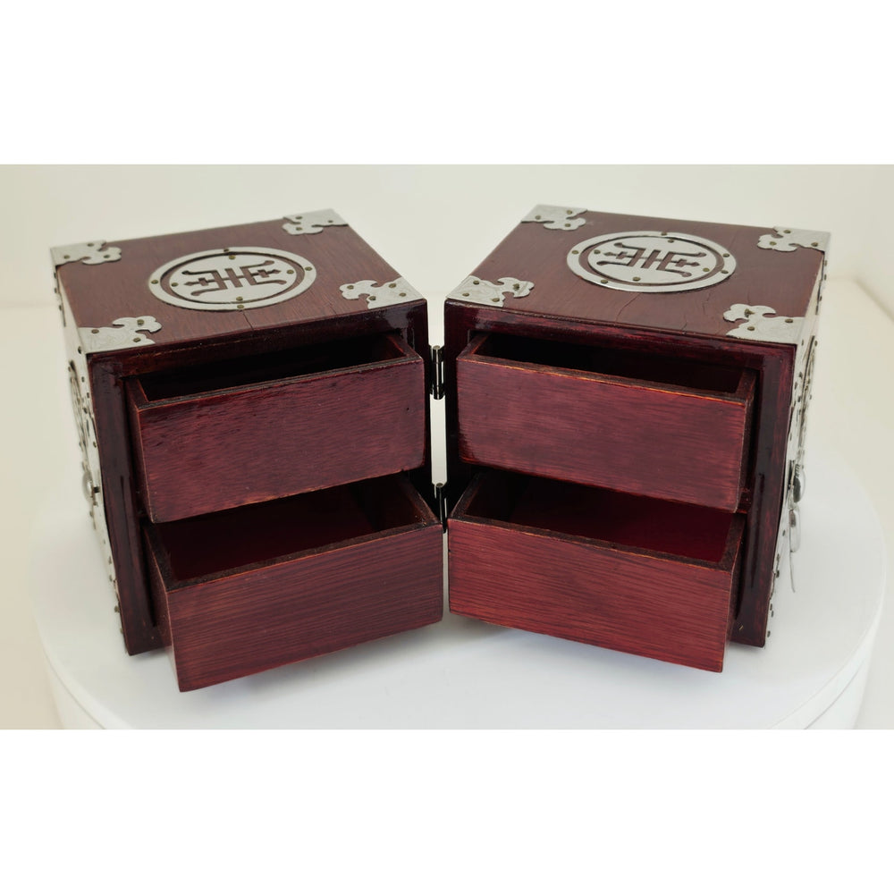 VINTAGE *NEW* 1960's Korean Folding Jewelry Box with 4 Drawers