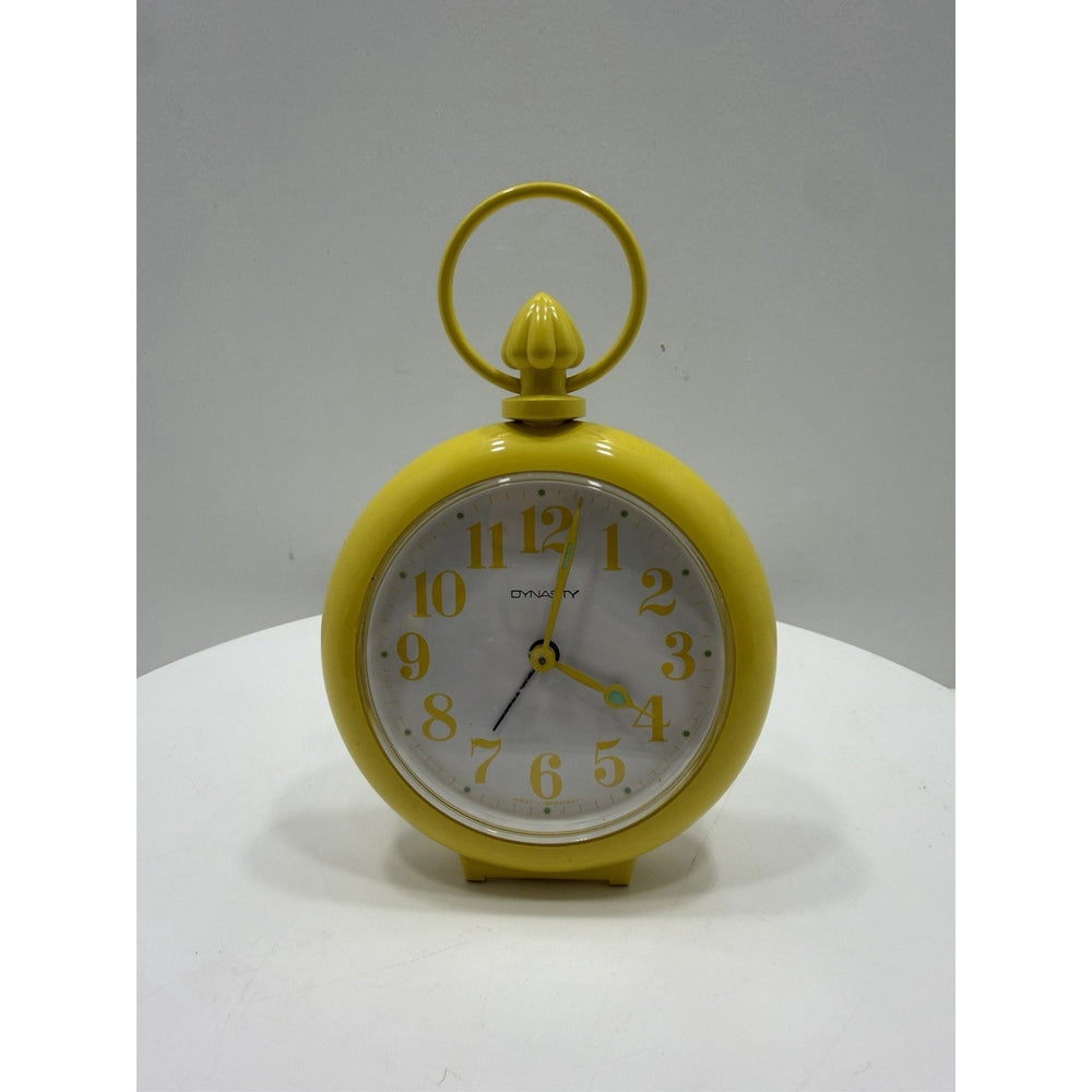 VINTAGE *NEW* 1970's Dynasty 7" Keywound Metal Alarm Clock - Yellow