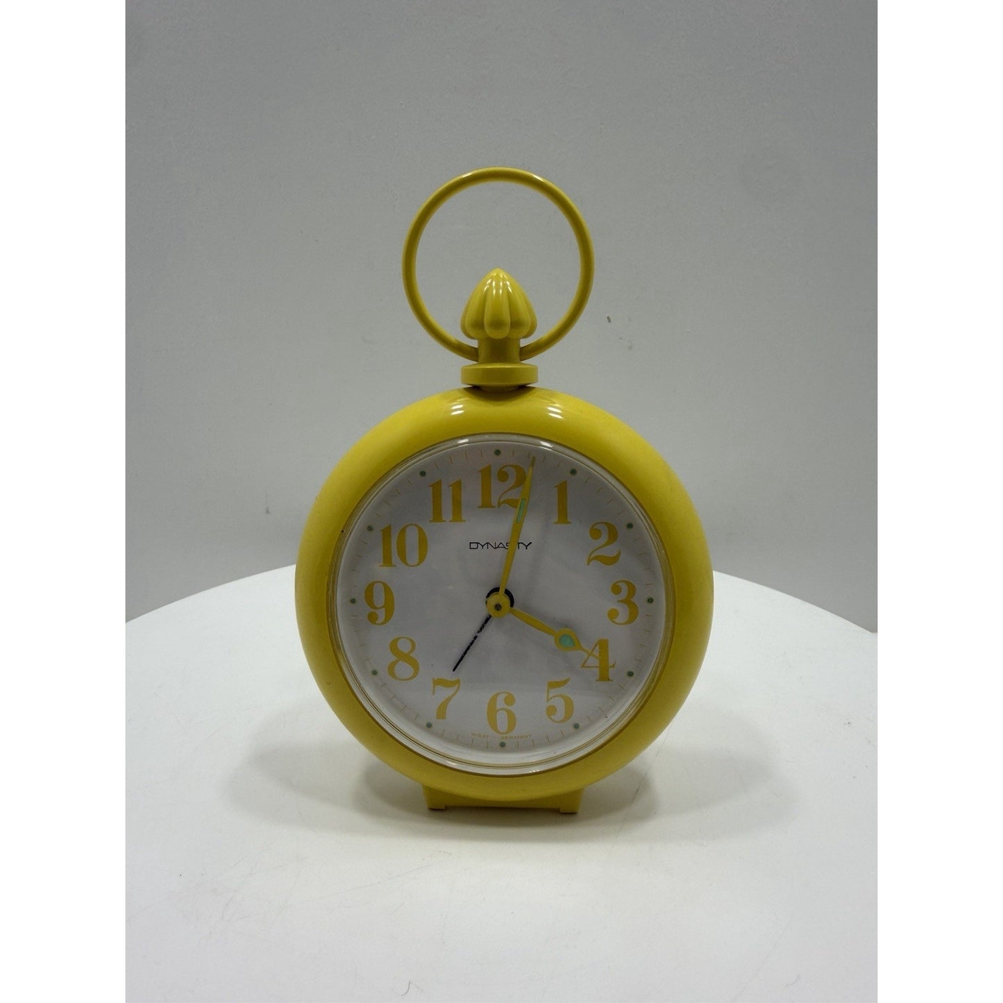 VINTAGE *NEW* 1970's Dynasty 7" Keywound Metal Alarm Clock - Yellow