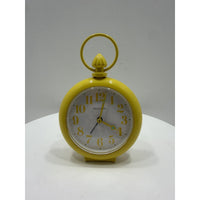 VINTAGE *NEW* 1970's Dynasty 7" Keywound Metal Alarm Clock - Yellow