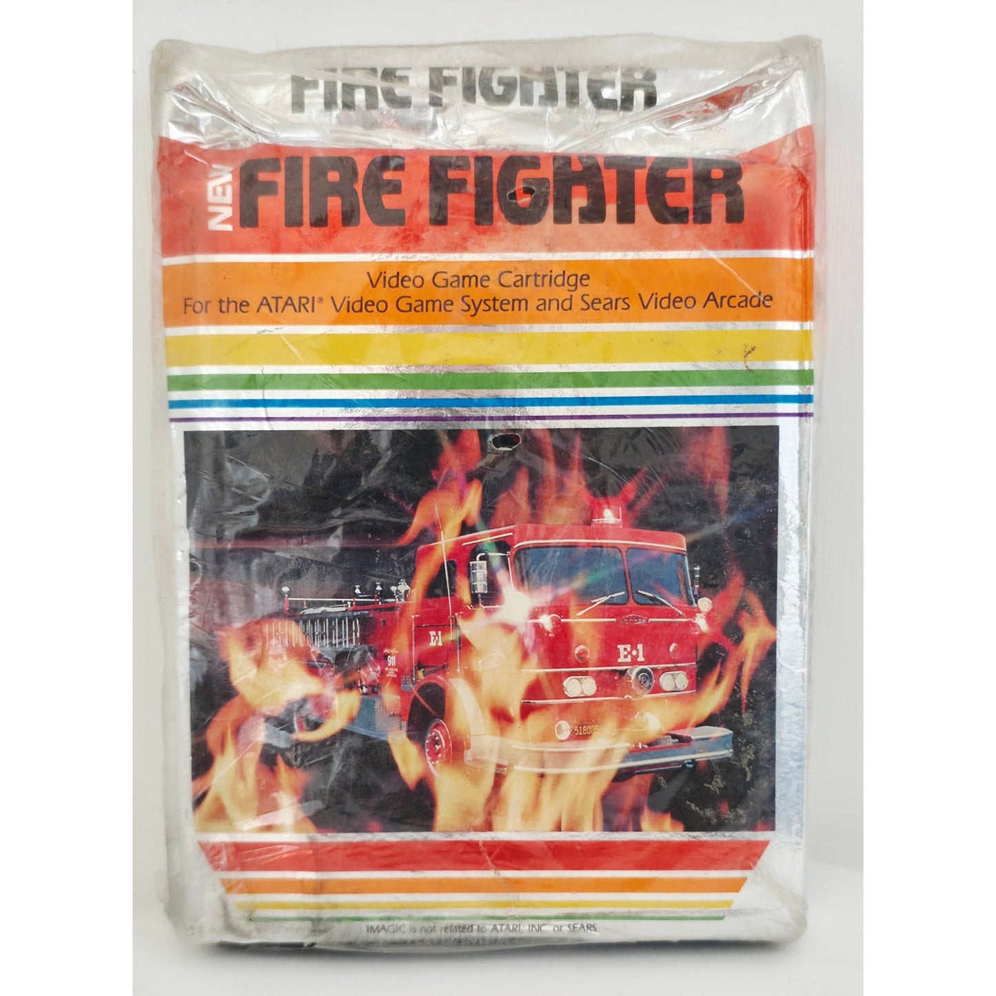 Atari 1982 FIRE FIGHTER Game NOS  Shrink Wrapped Crushed Box Unsold Dealer Stock
