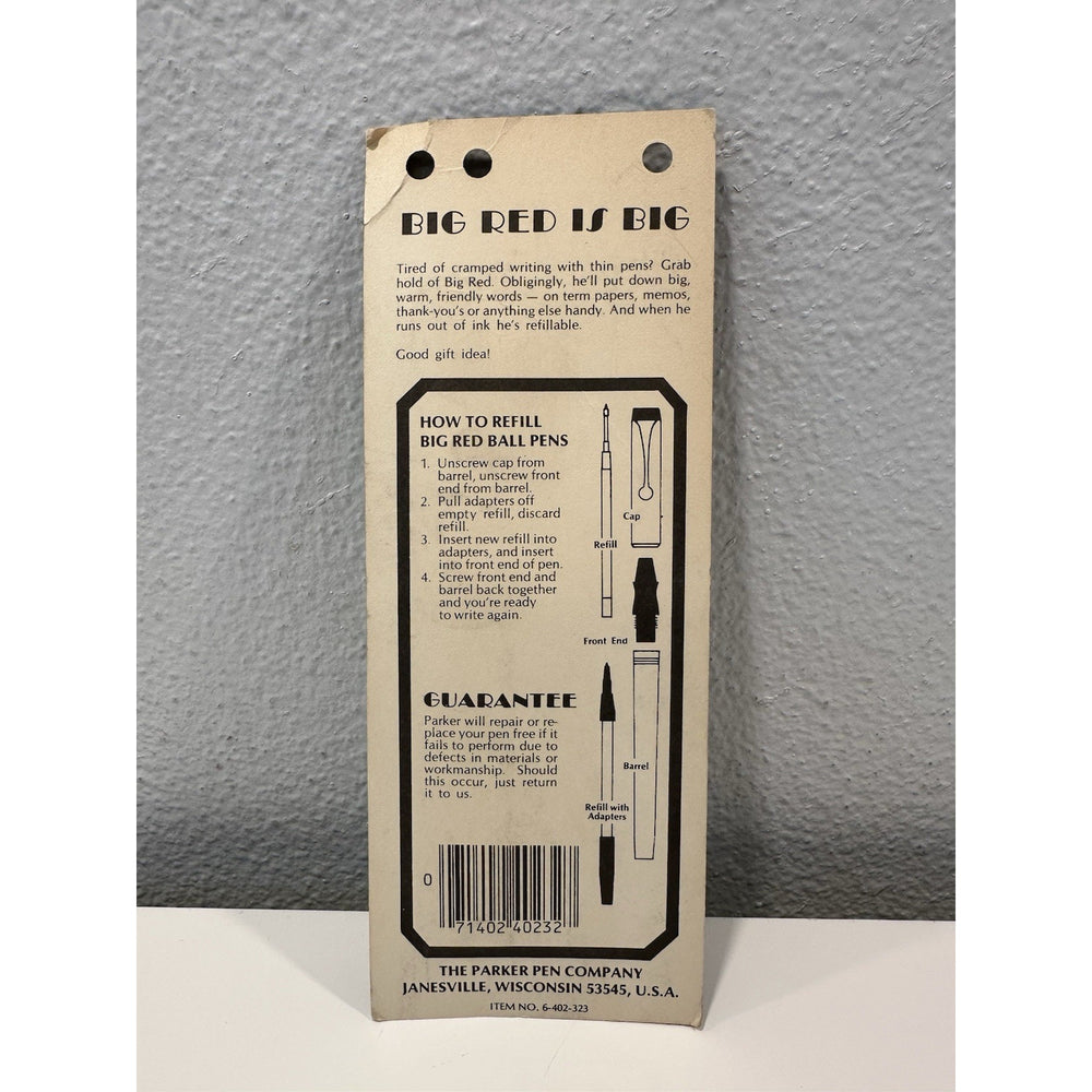 VINTAGE *NEW* 1970's Parker Big Red Ball Pen Sealed - Red