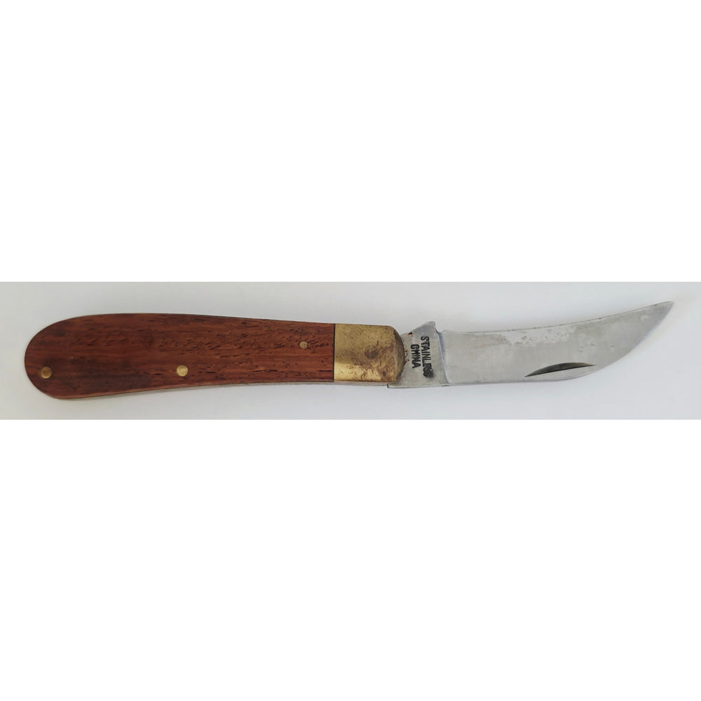 VINTAGE *NEW* 1960's Stainless Steel with Wooden Handle Pocket Knife