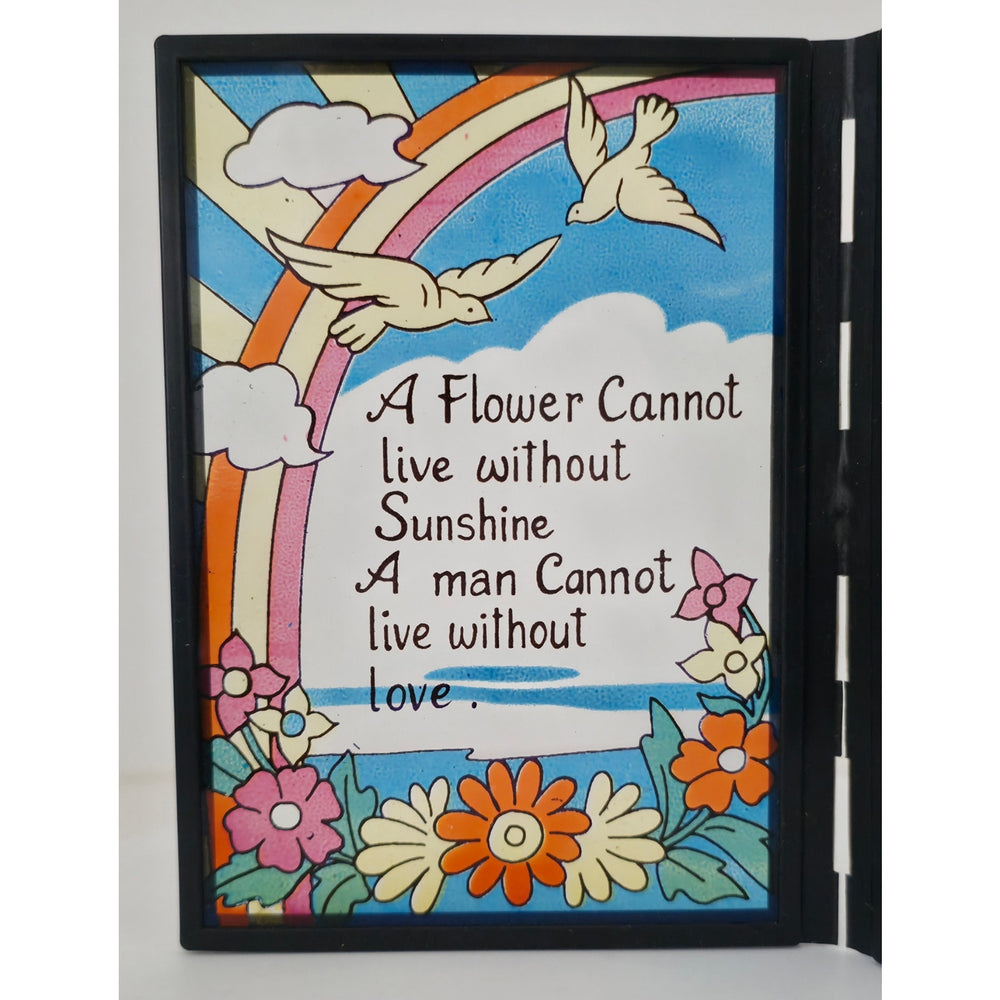 VINTAGE *NEW* 1960's Stained Glass Rememberance Folding Picture Frame C