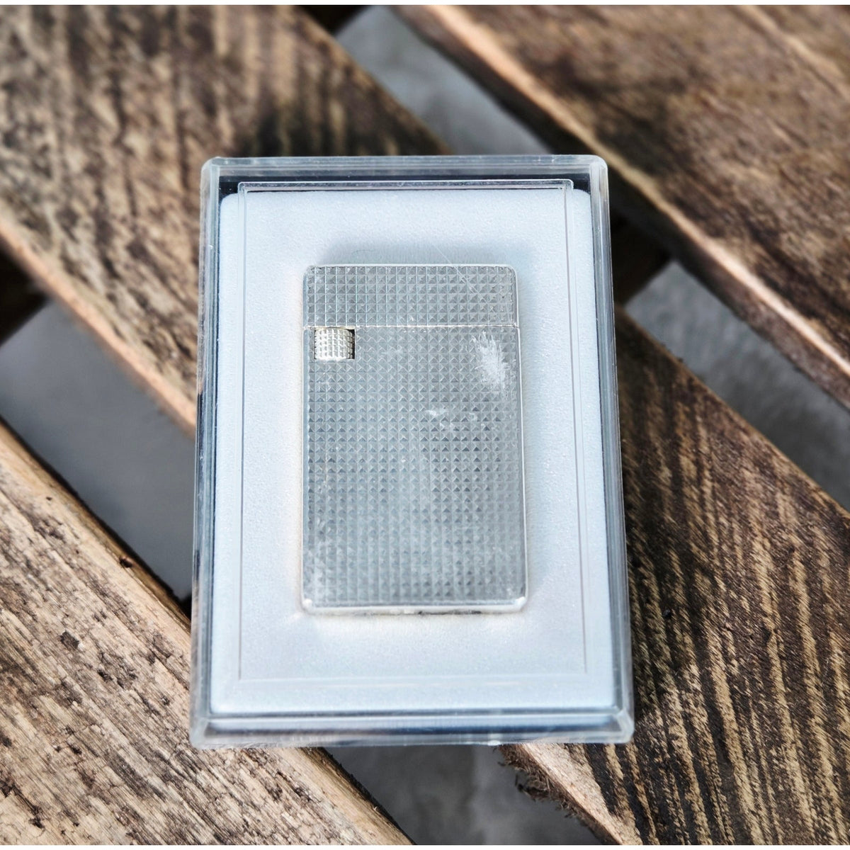 VINTAGE *NEW* 1960's Hadson Triumph Silver Textured Lighter Japan