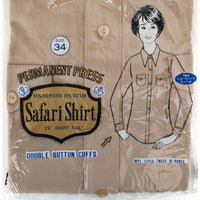 VINTAGE *NEW* 1970's Women's Tan Button Down Safari Shirt Size 34