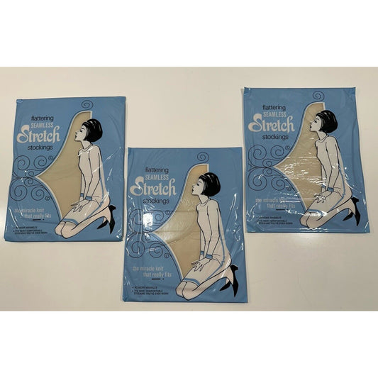 VINTAGE *NEW*  Merry Maid-Demi Toe Stretch-Off White-3 pair-Sz10.5-11M