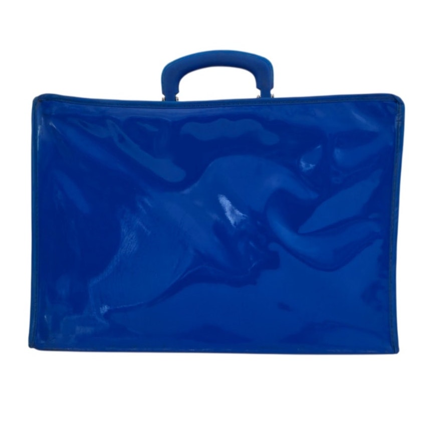 VINTAGE *PRISTINE * 1970's Vinyl Carrying Case Blue