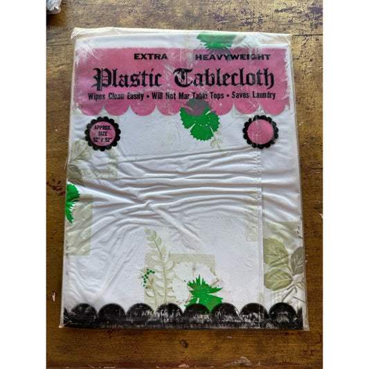 VINTAGE *NEW* 1960's Heavyweight Plastic 52" X 52" Tablecloth USA