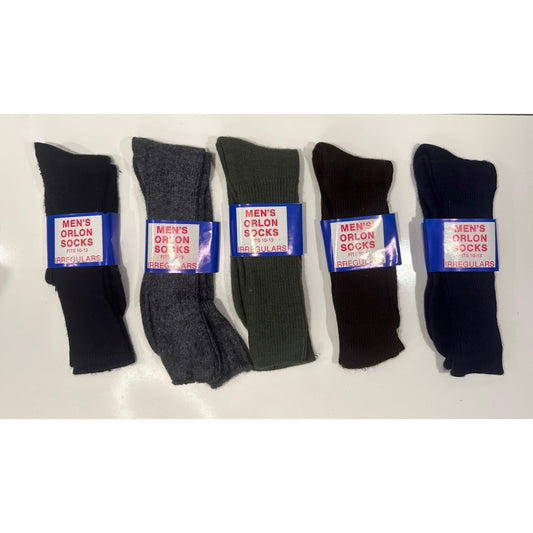 VINTAGE *NEW* Men's Orlon Crew Socks 10-13 Set of 5 Colors