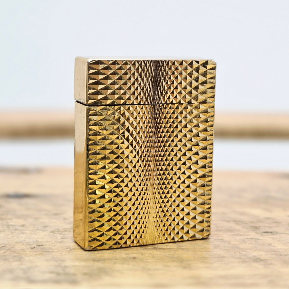 VINTAGE *NEW* 1960's JJJ Gold Textured Butane Lighter Japan