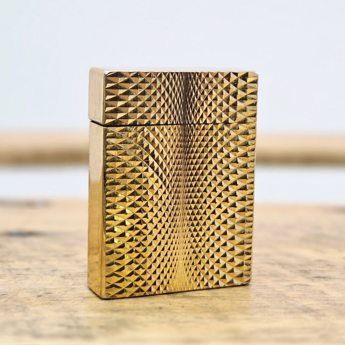 VINTAGE *NEW* 1960's JJJ Gold Textured Butane Lighter Japan