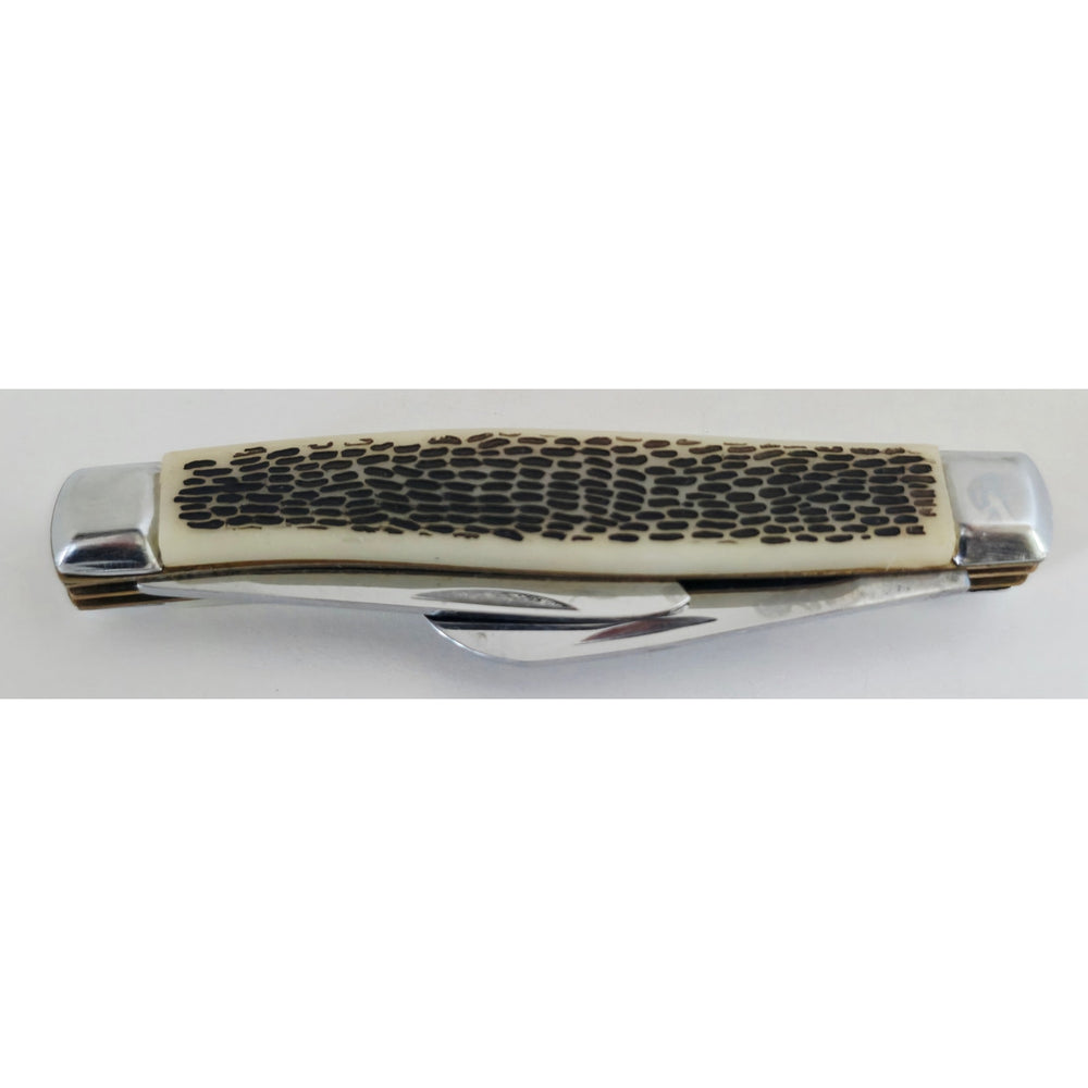 VINTAGE *NEW* 1970's Bone/Silver Handle Pocket 2-Blade Pocket Knife