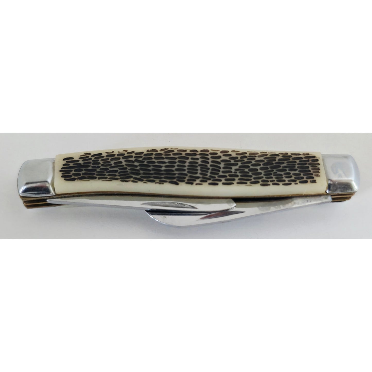 VINTAGE *NEW* 1970's Bone/Silver Handle Pocket 2-Blade Pocket Knife