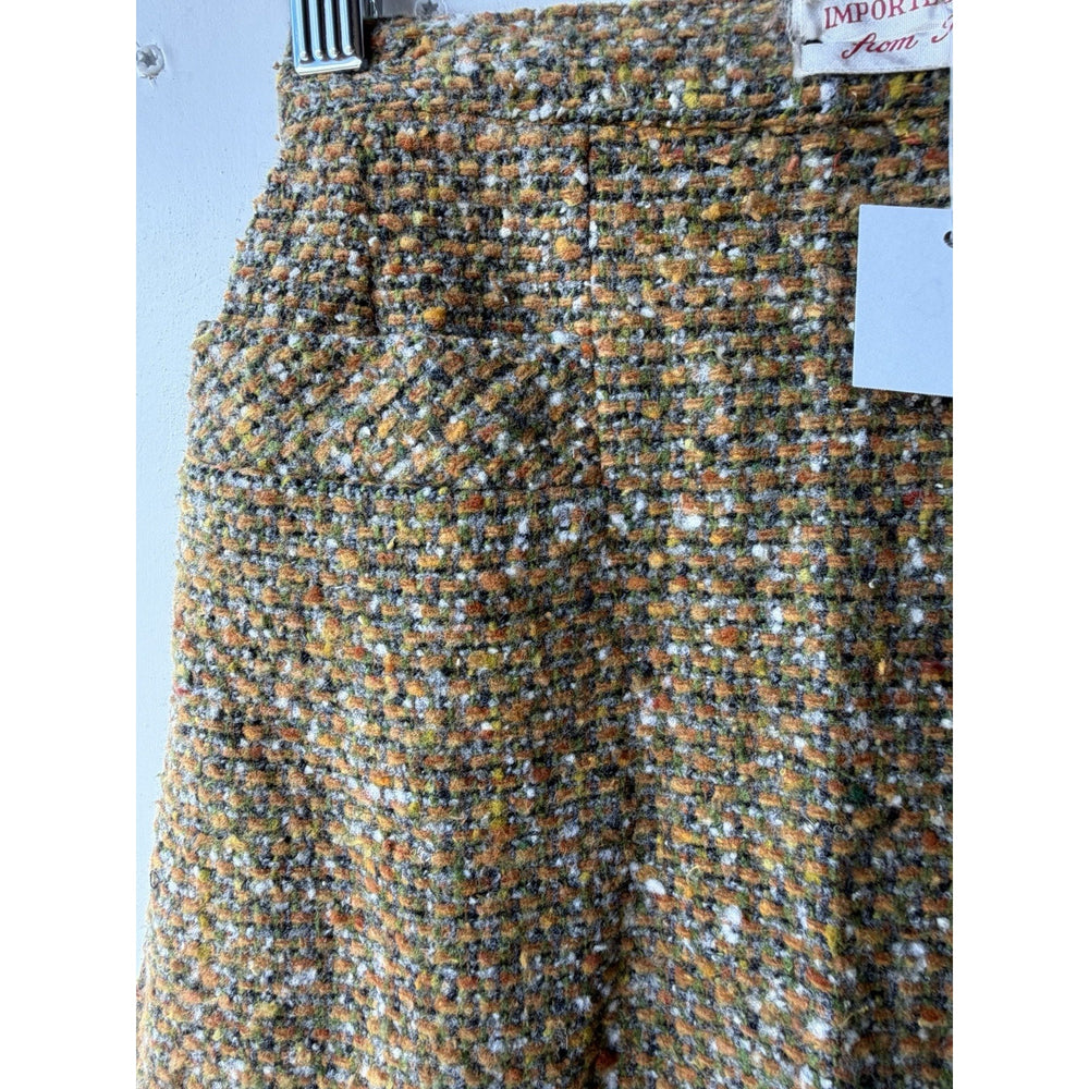 VINTAGE *NEW* 1960's Women's Tweed Italian Wool Mid-length Zip Skirt Size S