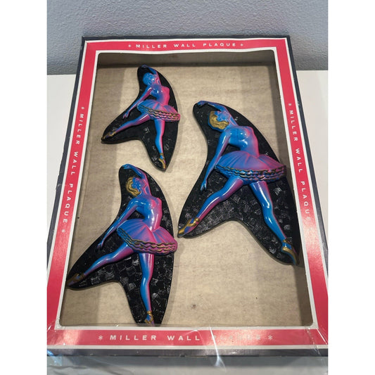 VINTAGE *NEW* Miller Studios 60's Hand-Painted Ballet Dancers Wall Plaques