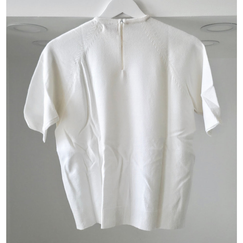 VINTAGE *NEW* Women's White Sweater with Flower Design 100% Acrylic Size 40