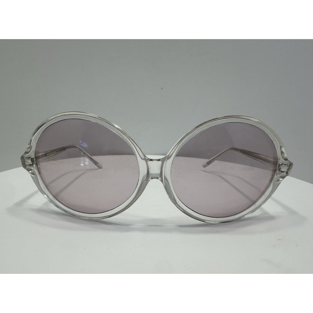 VINTAGE *NEW* 1970's Glam Unisex Clear Circle Frame w/Lavender Lenses Sunglasses