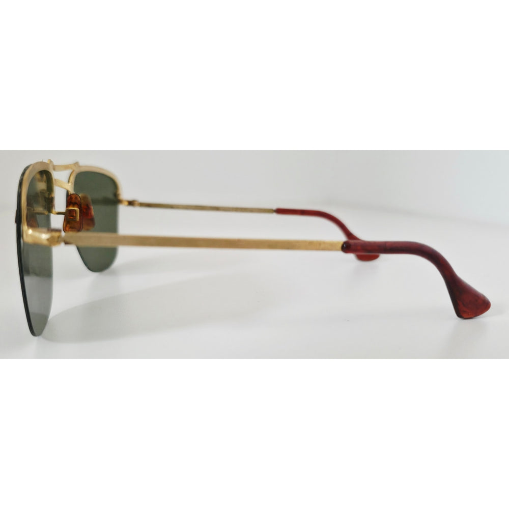 VINTAGE *NEW* 1970's Green Lens with Gold/Tortoise Brown Arm Sunglasses