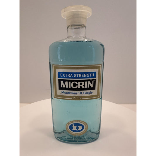 VINTAGE *NEW* 1960's Johnson & Johnson Micrin Mouthwash Glass Bottle 12 FL OZ