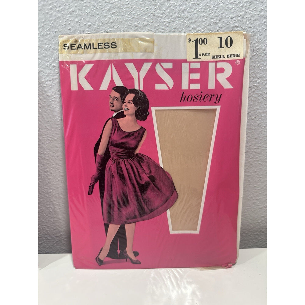 VINTAGE *NEW* 1950's Kayser Hosiery Seamless-Self Service-Shell Beige Sz 10 X 3