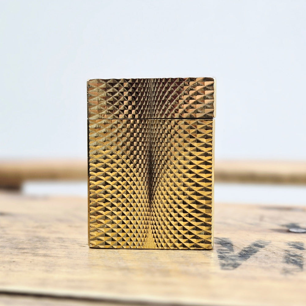 VINTAGE *NEW* 1960's JJJ Gold Textured Butane Lighter Japan