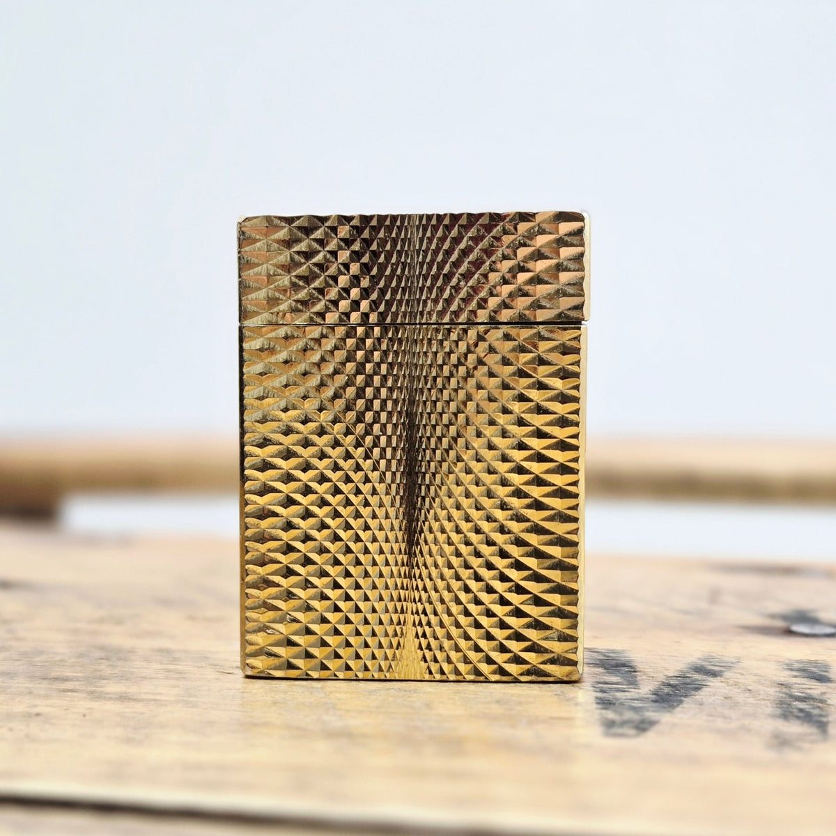 VINTAGE *NEW* 1960's JJJ Gold Textured Butane Lighter Japan