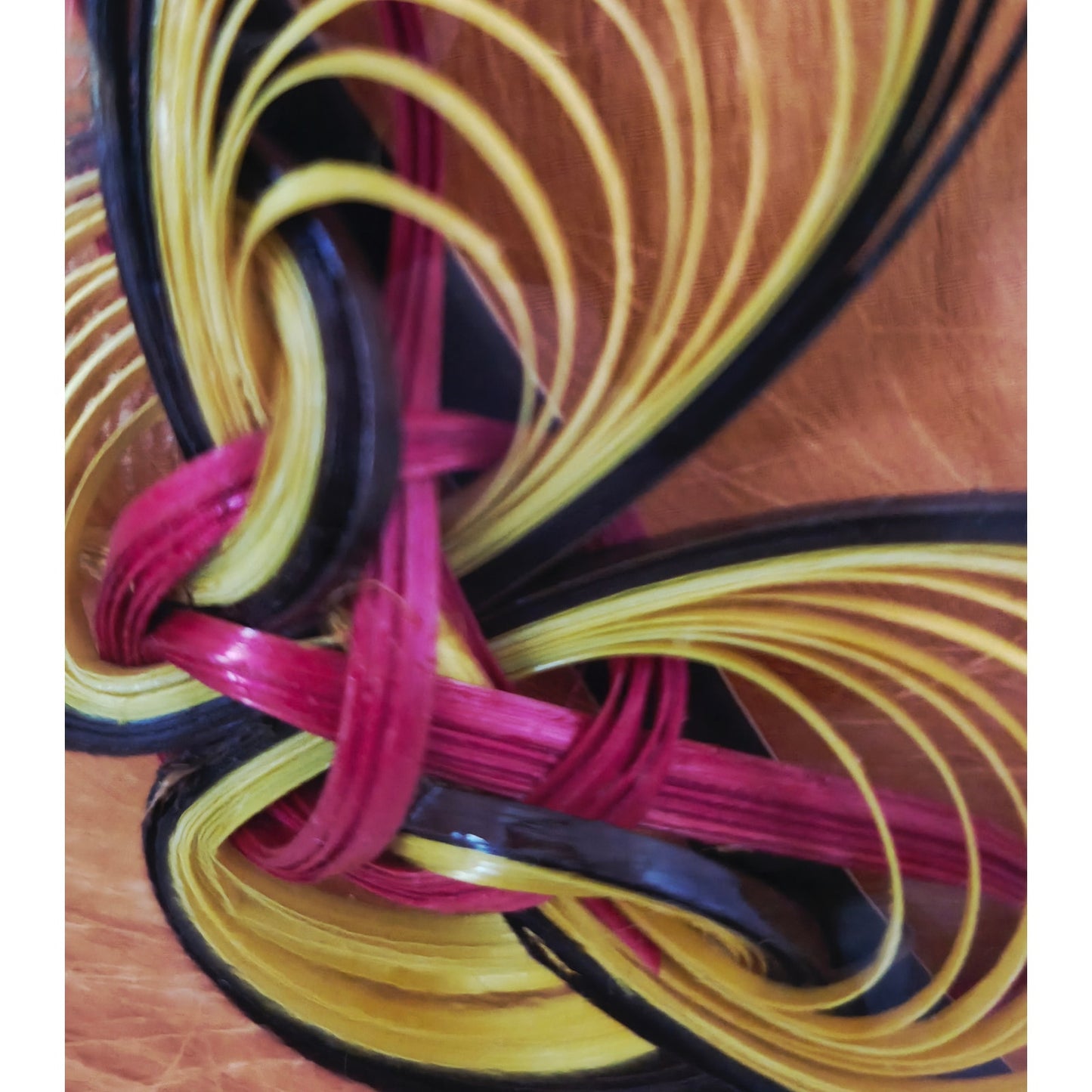 VINTAGE *NEW* 1970's Goody Genuine Bamboo Buckle Barrette #9056 Pink and Yellow