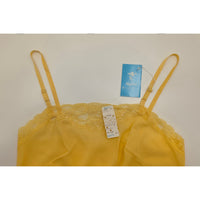 VINTAGE *NEW* 1960's Kayser Women's Yellow Lace Trim Long Slip Size M