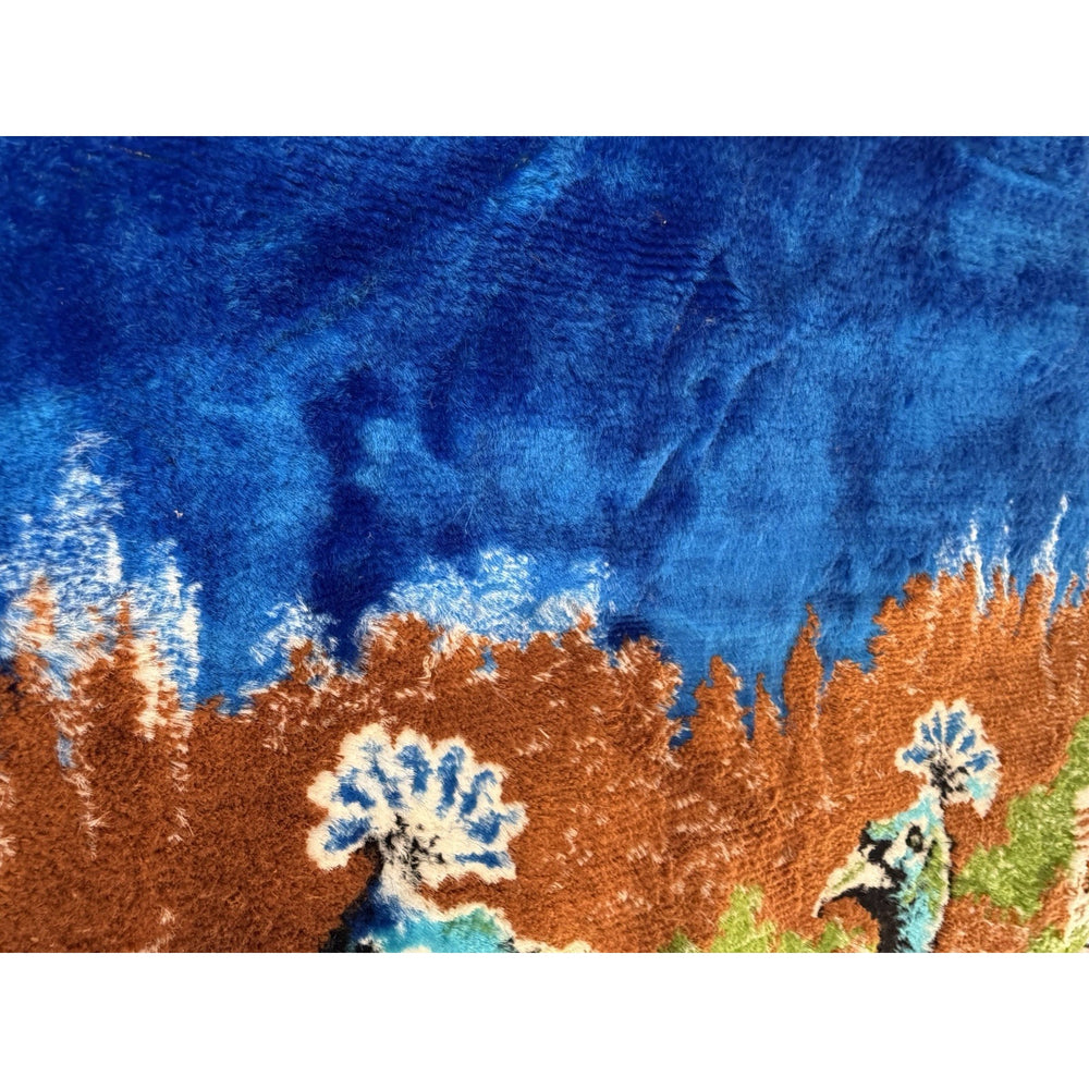 VINTAGE *PRISTINE* 1960's Double Peacock Lebanese Velvet Tapestry