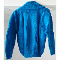 VINTAGE *NEW* 1970's Zephyr Maid Women's Blue Cable Stitch Sweater Size 38