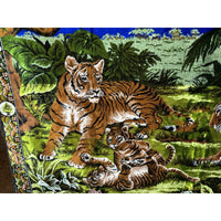 VINTAGE *PRISTINE* 1960's Tigers At Play Lebanese Velvet Tapestry