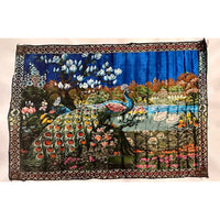 VINTAGE *NEW* Beautiful Peacock At the Lagoon Wall Art Rug/ Tapestry