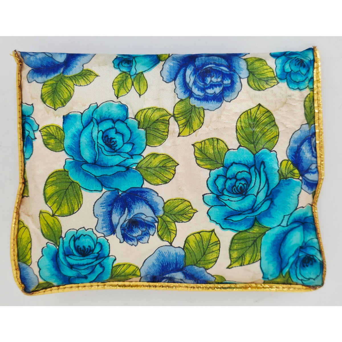 VINTAGE *NEW* 1950's Japanese Blue Rose Floral Folding Shoes with Original Matching Carrying Case