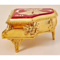 VINTAGE *NEW* 1970's 50th Anniversary Jewelry Box Gold & Red with Wedding Bells