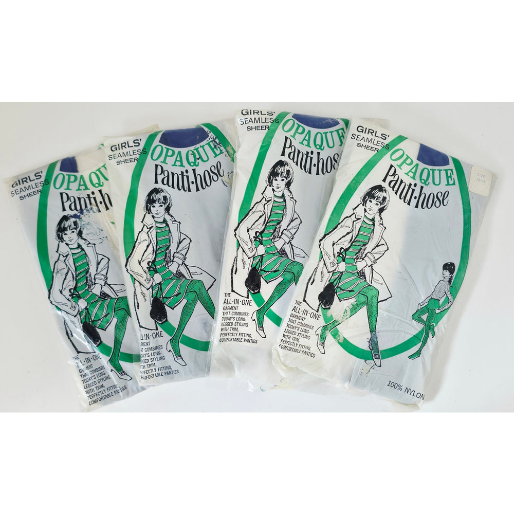 VINTAGE *NEW* 1960's Girls Opaque  Pant Hose Blue Size 12-14  Set of 3 USA