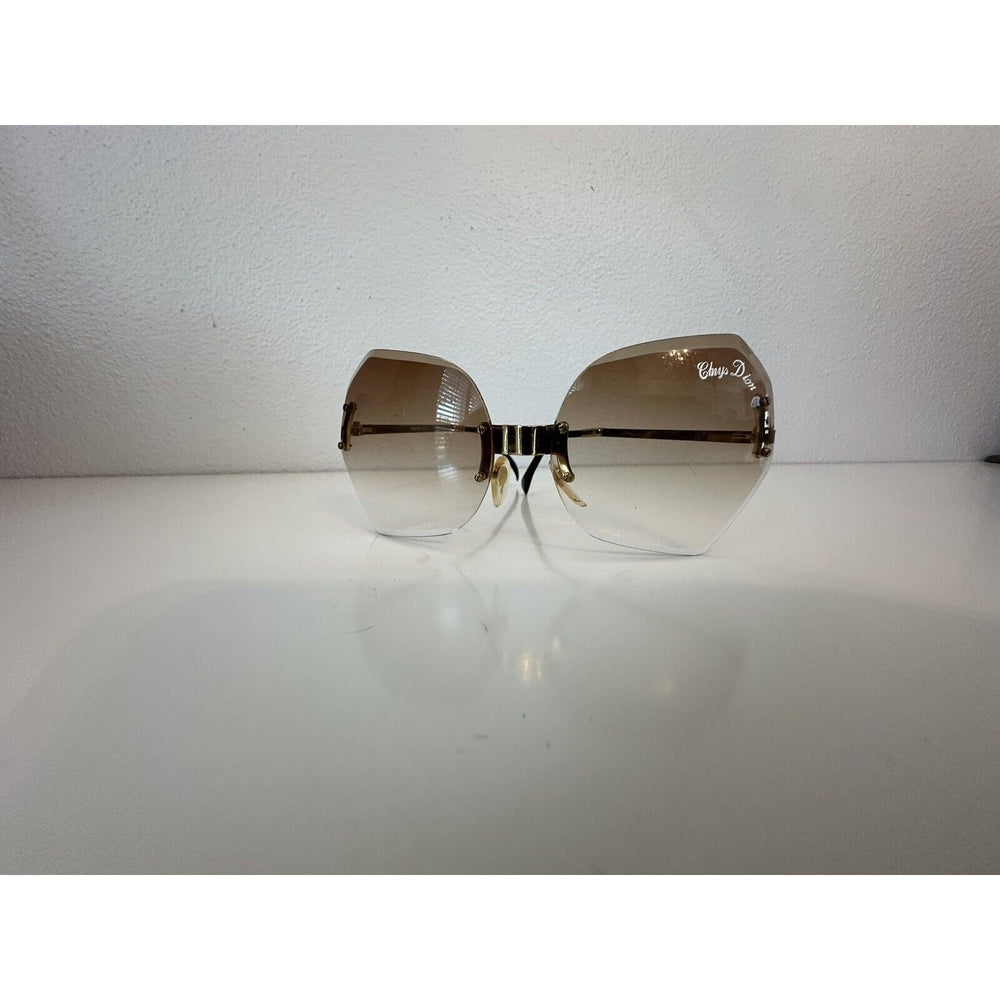 VINTAGE *NEW* 1970's ChrysDior Glam Sunglasses Brown Smoked Glass & Gold