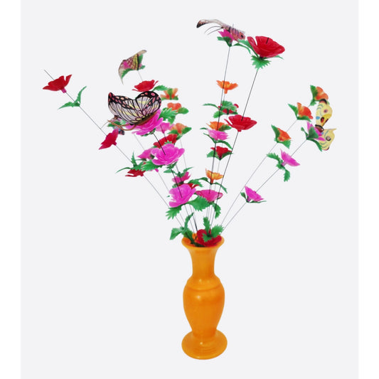 VINTAGE *NEW* 1960's Multi Color Kinetic 'Noddable' Flowers with Butterflies with Vase
