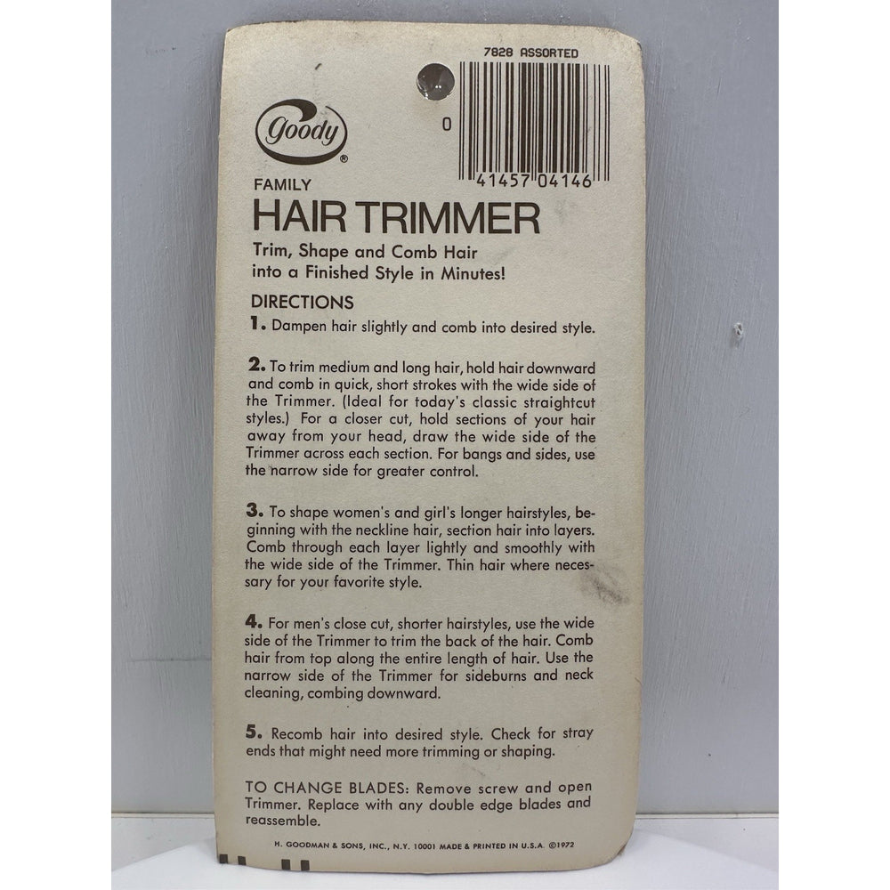 VINTAGE *NEW* 1972 Goody Family Hair Trimmer #7828 Brown Comb 3.5"