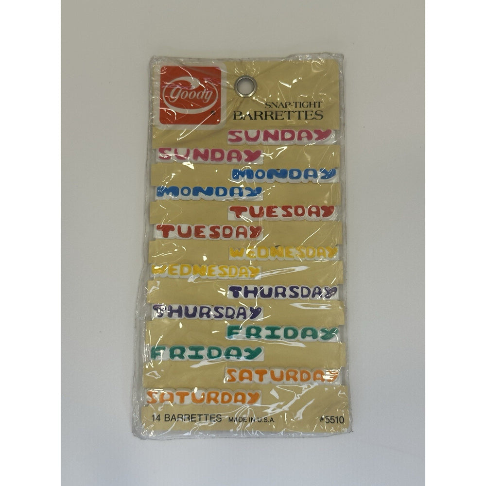 VINTAGE *NEW* 1985 Goody Snap-Tight Barrettes 14-Pack Days of the Week USA