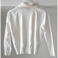 VINTAGE *NEW* 1960's Women's White V-Kneck Button Down Sweater Made in USA Sz 40